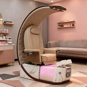 Fauteuil de pédicure de luxe à dossier haut avec LED, baignoire en verre céramique, massage réglable, spa pour les pieds, salon de manucure - Product Image 1