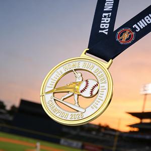 Medalla Deportiva de Metal con Esmalte Suave y Aleación de Zinc Chapada en Oro Personalizada, Medalla de Premio para Torneos de Béisbol y Eventos de Home Run Derby - Product Image 2
