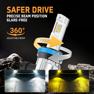 Nouvelle Lampe Antibrouillard LED Bicolore Professionnelle Brevetée H8 6500K/3000K H11 H16 9005 9006 Faisceau à 360 Degrés Ampoule Automobile 12V - Product Image 5