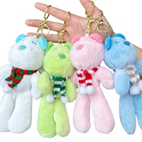 Porte-clés à breloques de poupée en peluche ours en peluche de noël 15cm Kawaii sac à dos animal de dessin animé mignon pendentif décor doux porte-clés en peluche