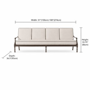 Sofá de exterior de aluminio con recubrimiento en polvo clásico, resistente a la intemperie, estilo moderno, para proyectos de terrazas de villas. - Product Image 2