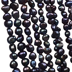 Perles en vrac de 5-6 mm, perles baroques, <span class=keywords><strong>malachite</strong></span> verte, perles noires, perles d'eau douce naturelles - Product Image 1