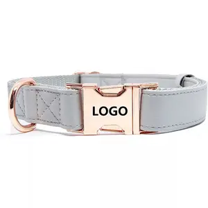 China Factory pet Supplier Wholesale Eco Custom High Quality Luxury Vegan Real Leather Dog Collar