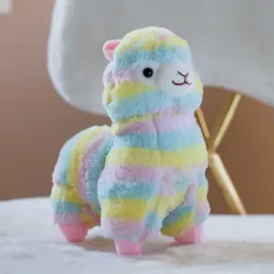 Hot Sale Toys Pattern Rainbow Giant Sizes Kawaii Rainbow Alpaca Sheep Pillow Soft Plush Toy Custom Dolls Plush