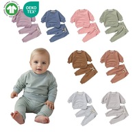 Ensembles de pantalons et sweats à capuche unisexes en coton biologique pour enfants, couleur unie, pour garder au chaud, sweats à capuche pour bébés et nourrissons