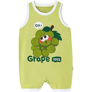 BambooBud Baby Romper Sleeveless Grape Print 100% Bamboo Viscose Unisex Infant Outfit Breathable Daily Wear - Product Image 1