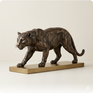 Escultura Antigua de Pantera de Hierro con Acabado en Bronce, Decoración de Lujo para Vestíbulo, Proyecto Test <span class=keywords><strong>A21</strong></span> - Product Image 4