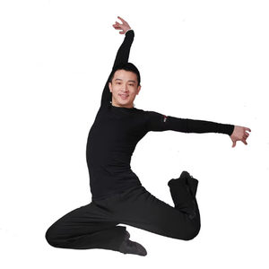 Ensemble haut et pantalon <span class=keywords><strong>de</strong></span> danse noir à manches longues et coupe ajustée pour hommes, vêtements <span class=keywords><strong>de</strong></span> danse <span class=keywords><strong>de</strong></span> salon latins professionnels pour la performance et la pratique - Product Image 3