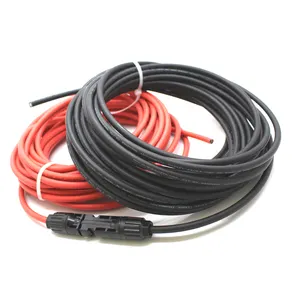 Certifié TUV 4mm2 fil de câble PV rouge ou noir conducteur en cuivre câble d'extension solaire à gaine XLPE