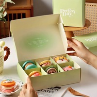 Boîte en papier personnalisée pour macarons, impression sur mesure 4/6 pièces, impression du logo à l'intérieur et à l'extérieur, pour pâtisserie.