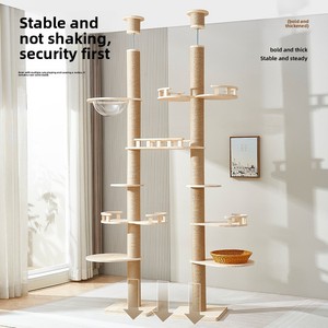 Solid Wood <strong>Cat</strong> Tower with Sisal <strong>Posts</strong> <strong>Large</strong> Ceiling <strong>Cat</strong> Tree with Condo &amp; <strong>Scratching</strong> Areas - Product Image 3
