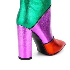 Colors Patchwork Women Knee High Boots Big Size 44 High Chunky Heels Long Booties Custom Logo Ladies <b>Shoes</b> - Product Image 4