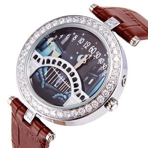 Elegante Reloj de Mujer de Cristal, Estilo Puente Poético, Reloj de Cuarzo con Correa de Cuero - Product Image 4