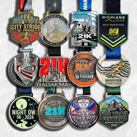 Médaille de marathon personnalisée en alliage de zinc 3D avec émail souple pour 5K, 10K, 21K, demi-marathon, course urbaine et course sur sentier (médaille de finisseur)