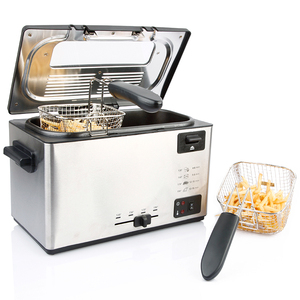 Friteuses industrielles électriques à double cuve pour frites de pommes de terre, poulet et autres aliments, avec deux réservoirs et double comptoir - Product Image 5