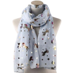 Dernière écharpe imprimée en polyester de style licorne colorée pour <span class=keywords><strong>femme</strong></span> - Product Image 6