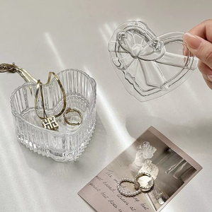 Customizable Wholesale Bowknot Heart-shaped Decoration Glass Elegant Style <b>Dressing</b> <b>Table</b> Jewelry <b>Storage</b> Jewelry Box <b>for</b> Rings - Product Image 4