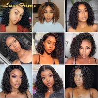 Perruque Bob Lace Frontale Ondulée Profonde en Cheveux Humains Bruts Brésiliens, Dentelle Transparente, Vente en Gros pour Femmes