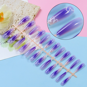 Ongles à pression personnalisés French Full Cover Ballerina Nails Tips Long Press On Nails - Product Image 4