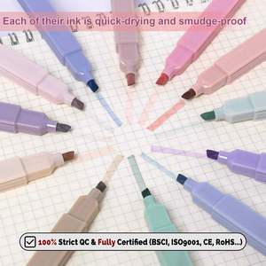 Factory OEM Custom Logo Highlighter Rectangular Marker Cheap Morandi Pastel Multicolor <b>Multi</b> <b>Colored</b> Highlighters <b>Pen</b> Set - Product Image 3