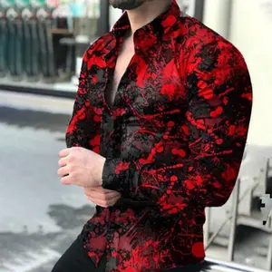 2024 SS hommes imprimé vintage mode grande taille chemises pour hommes à manches longues homme chemise