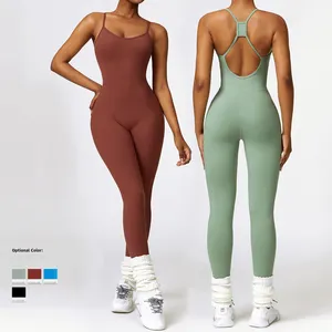 Custom Women Workout Sets Beautiful Hollow Back Yoga Fitness Wear Outfit Hollow Out Jumpsuits Playsuits & Bodysuits For Women