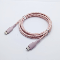 Nouveau câble de charge rapide USB-C vers USB-C en nylon tressé rose PD 3A 60W pour batterie externe, écouteurs, téléphone portable et tablette