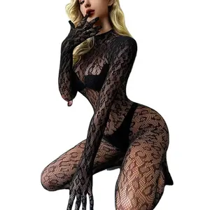 NEU Leopard Polka Dot Designer Sexy Fisch netz Body stocking Sexy Crotch less Body Strumpf 2024 Femme Dessous Mini kleid