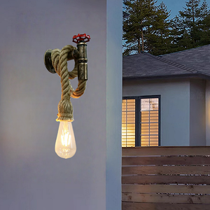 Lámpara de Pared Retro Creativa de Hierro con Cable, para Cafetería, Restaurante, Peluquería, Tienda de Ropa, Escalera, Pasillo, Mesita de Noche, Moderna, con Cuerda de Cáñamo - Product Image 5