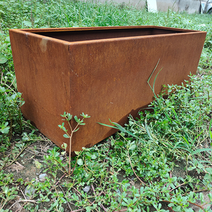 Pot de fleurs au design moderne, résistant aux intempéries, en acier corten, jardinières - Product Image 2