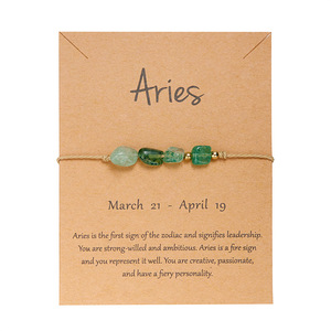 Pulsera <span class=keywords><strong>del</strong></span> zodiaco de doce constelaciones tejida hecha a mano de piedra natural de moda de mujer al por mayor - Product Image 3