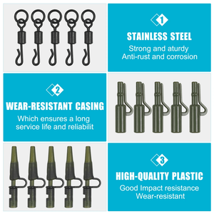 300 pièces Kit de matériel de pêche à la <span class=keywords><strong>carpe</strong></span> comprenant des crochets à changement <span class=keywords><strong>rapide</strong></span> émerillons crochet perles d'arrêt Boilie appât vis Clips de sécurité - Product Image 3