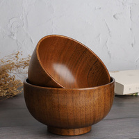Bol à salade en bois de datte de style japonais, vaisselle de cuisine d'hôtel, plats entiers en bois, bol à soupe en bois, bol à salade en bois, diamètre 9-16cm