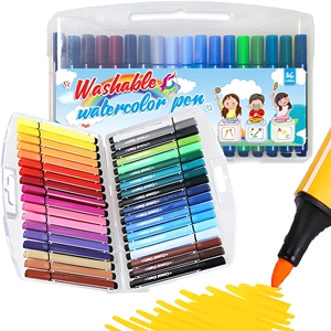 Marqueurs d'aquarelle lavables 36 couleurs Pointe moyenne Kit de stylos de coloriage artistique avec étui de rangement pour le gribouillage et la <span class=keywords><strong>calligraphie</strong></span> pour adultes - Product Image 1