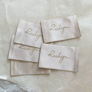 High-end simple and delicate satin fabric logo custom-made three-dimensional weaving method <strong>midline</strong> gold-lettered high-end cloth - Product Image 2