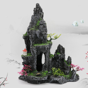 ของตกแต่งตู้ปลาถ้ำหินรูปวิวภูเขาภูเขาเทียมตกแต่งตู้ปลาตู้ปลาสำหรับถ้ำปลาที่หลบซ่อนตัวของปลากัด - Product Image 2