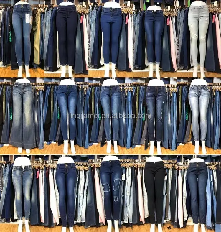 بنطلون جينز نسائي ضيق ضيق أزرق بنطلون جينز للبيع بالجملة مخصص