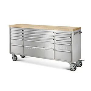不锈钢15抽屉滚动工具箱箱橱柜木顶工具箱储物