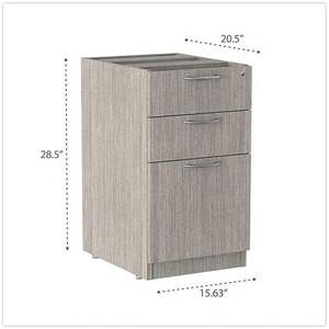 Alera Valencia Series 3-Drawer Full Pedestal <b>File</b> in <b>Box</b>/<b>Box</b>/<b>File</b> Legal/Letter 15.63\" X 20.5\" X Gray <b>Metal</b> Left/Right Options - Product Image 2