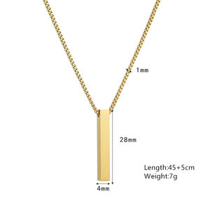 Kalung kustom huruf empat sisi kalung baja tahan karat kalung panjang sederhana dipersonalisasi untuk wanita anak perempuan - Product Image 4