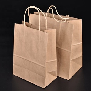 Bolsas de Compra de Papel Kraft Desechables Reciclables con Asas con Recubrimiento UV para Cafeterías - Product Image 3