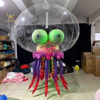 Ballon gonflable géant 3m en forme de pieuvre, OVNI, mascotte ou méduse de dessin animé pour festival lumineux, site d'événement en bord de mer