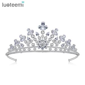 LUOTEEMI <span class=keywords><strong>มงกุฎ</strong></span>เพชรสังเคราะห์ทรงลูกบาศก์,<span class=keywords><strong>เครื่องประดับ</strong></span>สำหรับงานแต่งงานเจ้าสาวหรูหราสำหรับผู้หญิง - Product Image 1