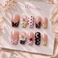 Uñas Postizas Francesas 3D con Doble Relieve, Curva Cuadrada de 2.5, Hechas a Mano, de PMMA, de Cobertura Completa, Reutilizables, 10 Piezas