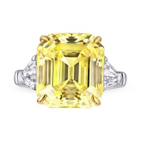 Bague tendance en argent 925 plaqué rhodium pour femme, avec zircon carré jaune et pierres précieuses colorées, idéale pour anniversaire, mariage ou soirée