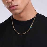 Bijoux de sport, cadeau, pendentif en émail coloré à maillons torsadés, chaîne en acier inoxydable plaqué or 14 carats, résistante à l'eau, pour hommes