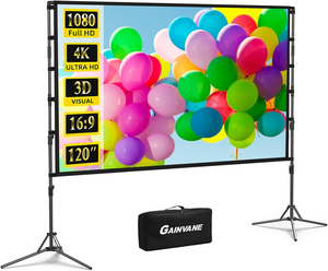 Pantalla de cine plegable de 120 pulgadas 16:9 4K Ultra HD antiarrugas con bolsa de almacenamiento portátil <span class=keywords><strong>para</strong></span> fiestas de cine en interiores y patios traseros. - Product Image 1