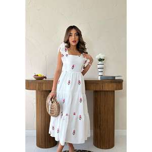 Vestido largo de lujo sin mangas con volantes en fucsia, talla XL, con forro, talla única, al por mayor - Product Image 4