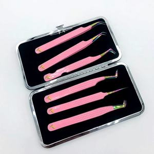 แหนบต่อขนตาปลายแหลมสูงทำจากสแตนเลสทนทานกำหนดเองได้อย่างยั่งยืนเครื่องมือความงามเคลือบผงสีรุ้งติดฉลากส่วนตัว - Product Image 4