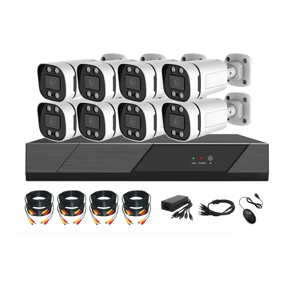 AHD — kit de caméra de vidéosurveillance dvr AHD 4ch, d'origine, ensemble couleur, vision nocturne, avec lumière blanche LED, système de sécurité